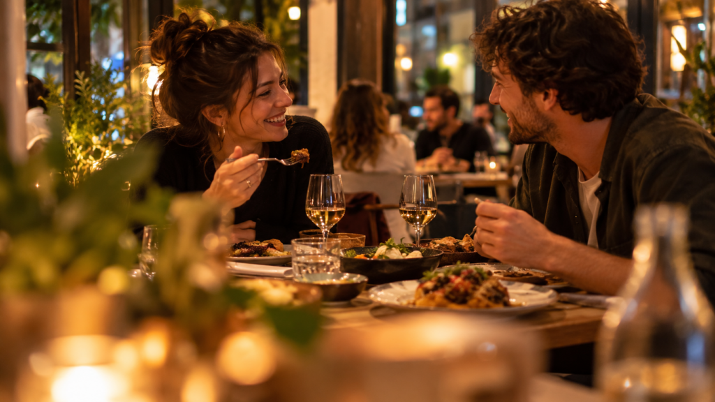 Un couple profitant d'un date romantique au restaurant Abuelo à la cartoucherie à Toulouse